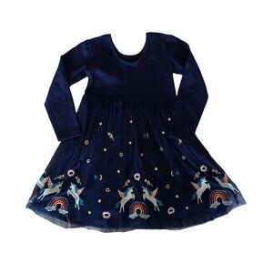 Hanna Anderson Embroidered Unicorn Dress Girls Size 4